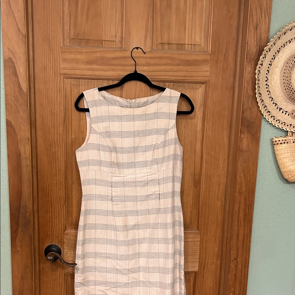 BCBGMaxAzria Cream Dress with Light Gray Stripes